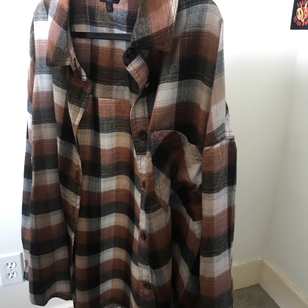 Plaid oversized (L) button up